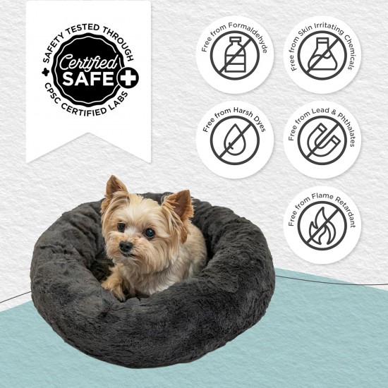 Best Friends by Sheri Original Calming Doughnut Luxury Faux Fur Oyster Dog Cat Bed Small (58x58cm) - Helps Pet Anxiety Relief Best Friends by Sheri Original Calming Doughnut Luxury Faux Fur Oyster Dog Cat Bed Small (58x58cm) - Helps Pet Anxiety Relief