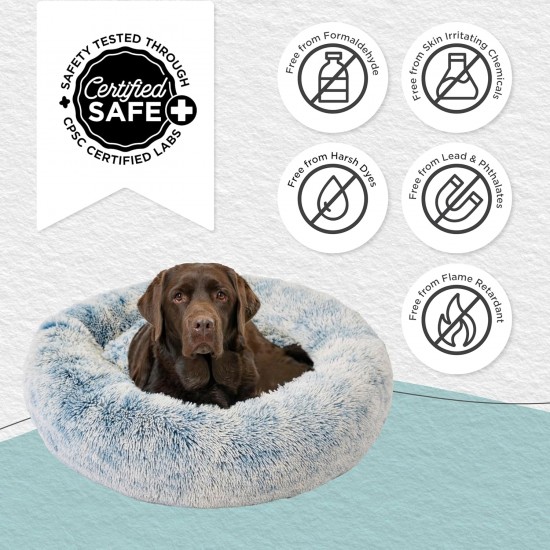 Best Friends by Sheri Original Calming Doughnut Luxury Faux Fur Oyster Dog Cat Bed Small (58x58cm) - Helps Pet Anxiety Relief Best Friends by Sheri Original Calming Doughnut Luxury Faux Fur Oyster Dog Cat Bed Small (58x58cm) - Helps Pet Anxiety Relief