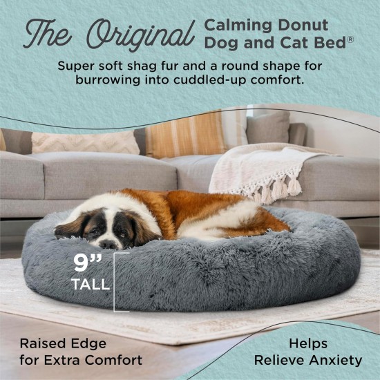 Best Friends by Sheri Original Calming Doughnut Luxury Faux Fur Oyster Dog Cat Bed Small (58x58cm) - Helps Pet Anxiety Relief Best Friends by Sheri Original Calming Doughnut Luxury Faux Fur Oyster Dog Cat Bed Small (58x58cm) - Helps Pet Anxiety Relief