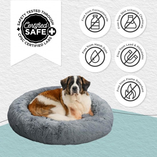 Best Friends by Sheri Original Calming Doughnut Luxury Faux Fur Oyster Dog Cat Bed Small (58x58cm) - Helps Pet Anxiety Relief Best Friends by Sheri Original Calming Doughnut Luxury Faux Fur Oyster Dog Cat Bed Small (58x58cm) - Helps Pet Anxiety Relief