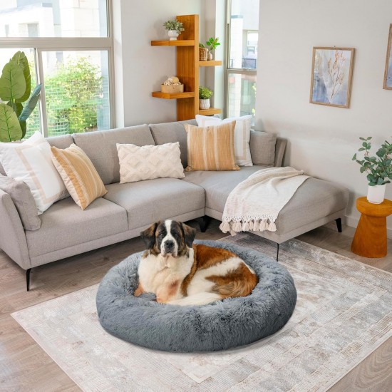 Best Friends by Sheri Original Calming Doughnut Luxury Faux Fur Oyster Dog Cat Bed Small (58x58cm) - Helps Pet Anxiety Relief Best Friends by Sheri Original Calming Doughnut Luxury Faux Fur Oyster Dog Cat Bed Small (58x58cm) - Helps Pet Anxiety Relief