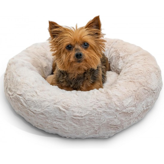 Best Friends by Sheri Original Calming Doughnut Luxury Faux Fur Oyster Dog Cat Bed Small (58x58cm) - Helps Pet Anxiety Relief Best Friends by Sheri Original Calming Doughnut Luxury Faux Fur Oyster Dog Cat Bed Small (58x58cm) - Helps Pet Anxiety Relief
