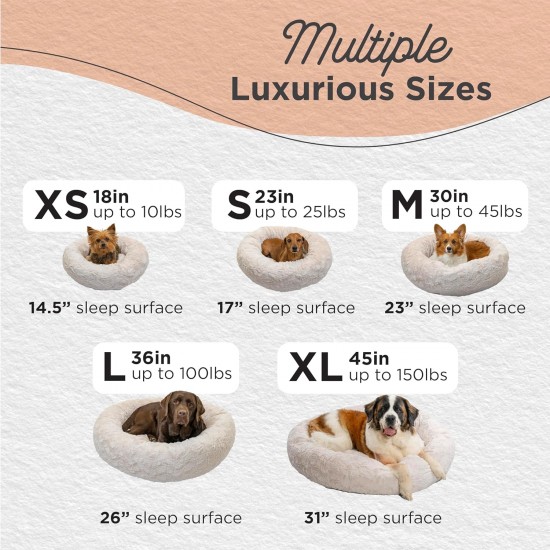 Best Friends by Sheri Original Calming Doughnut Luxury Faux Fur Oyster Dog Cat Bed Small (58x58cm) - Helps Pet Anxiety Relief Best Friends by Sheri Original Calming Doughnut Luxury Faux Fur Oyster Dog Cat Bed Small (58x58cm) - Helps Pet Anxiety Relief