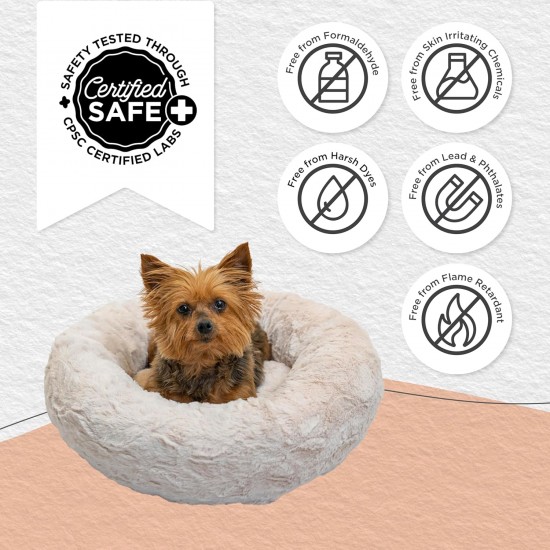 Best Friends by Sheri Original Calming Doughnut Luxury Faux Fur Oyster Dog Cat Bed Small (58x58cm) - Helps Pet Anxiety Relief Best Friends by Sheri Original Calming Doughnut Luxury Faux Fur Oyster Dog Cat Bed Small (58x58cm) - Helps Pet Anxiety Relief
