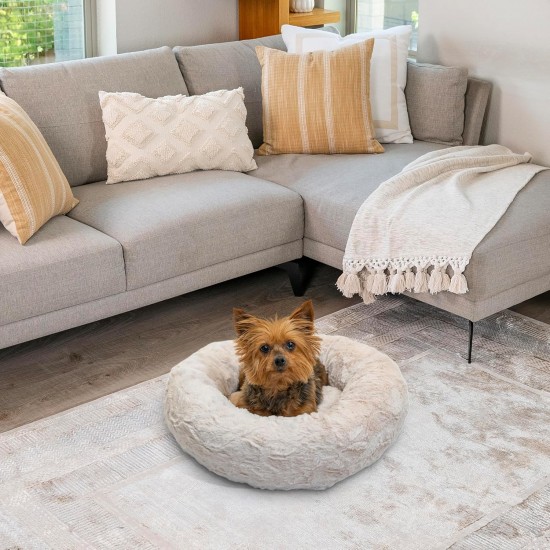 Best Friends by Sheri Original Calming Doughnut Luxury Faux Fur Oyster Dog Cat Bed Small (58x58cm) - Helps Pet Anxiety Relief Best Friends by Sheri Original Calming Doughnut Luxury Faux Fur Oyster Dog Cat Bed Small (58x58cm) - Helps Pet Anxiety Relief