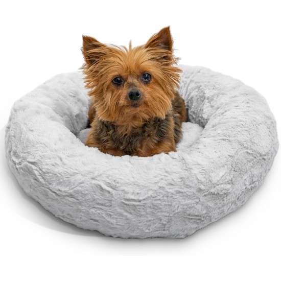 Best Friends by Sheri Original Calming Doughnut Luxury Faux Fur Oyster Dog Cat Bed Small (58x58cm) - Helps Pet Anxiety Relief Best Friends by Sheri Original Calming Doughnut Luxury Faux Fur Oyster Dog Cat Bed Small (58x58cm) - Helps Pet Anxiety Relief