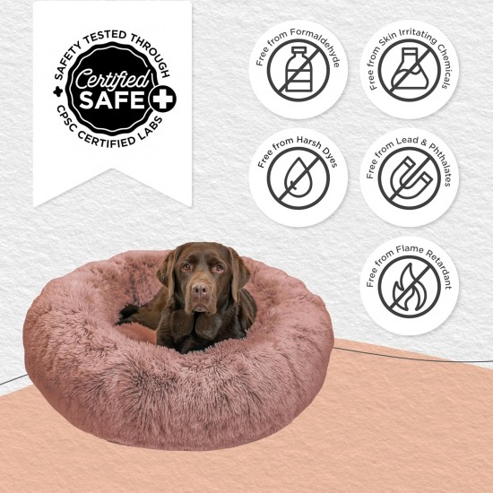 Best Friends by Sheri Original Calming Doughnut Luxury Faux Fur Oyster Dog Cat Bed Small (58x58cm) - Helps Pet Anxiety Relief Best Friends by Sheri Original Calming Doughnut Luxury Faux Fur Oyster Dog Cat Bed Small (58x58cm) - Helps Pet Anxiety Relief