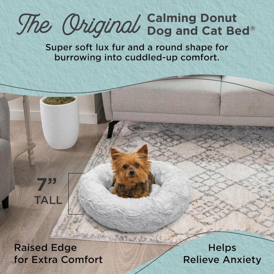 Best Friends by Sheri Original Calming Doughnut Luxury Faux Fur Oyster Dog Cat Bed Small (58x58cm) - Helps Pet Anxiety Relief Best Friends by Sheri Original Calming Doughnut Luxury Faux Fur Oyster Dog Cat Bed Small (58x58cm) - Helps Pet Anxiety Relief