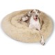 Best Friends by Sheri The Original Calming Donut Deluxe Fur Cat and Dog Bed, Navy, Large, 36" x 36"