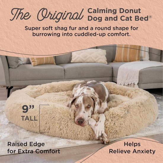 Best Friends by Sheri The Original Calming Donut Deluxe Fur Cat and Dog Bed, Navy, Large, 36" x 36" Best Friends by Sheri The Original Calming Donut Deluxe Fur Cat and Dog Bed, Navy, Large, 36" x 36"