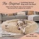 Best Friends by Sheri The Original Calming Donut Deluxe Fur Cat and Dog Bed, Navy, Large, 36" x 36"
