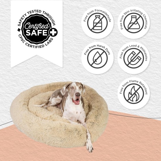 Best Friends by Sheri The Original Calming Donut Deluxe Fur Cat and Dog Bed, Navy, Large, 36" x 36" Best Friends by Sheri The Original Calming Donut Deluxe Fur Cat and Dog Bed, Navy, Large, 36" x 36"