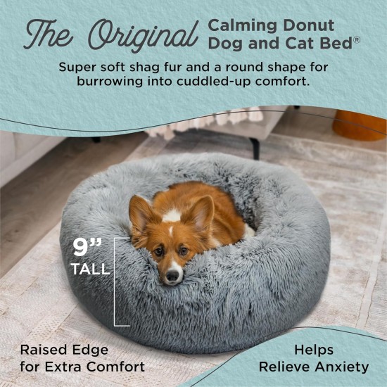 Best Friends by Sheri The Original Calming Donut Deluxe Fur Cat and Dog Bed, Navy, Large, 36" x 36" Best Friends by Sheri The Original Calming Donut Deluxe Fur Cat and Dog Bed, Navy, Large, 36" x 36"