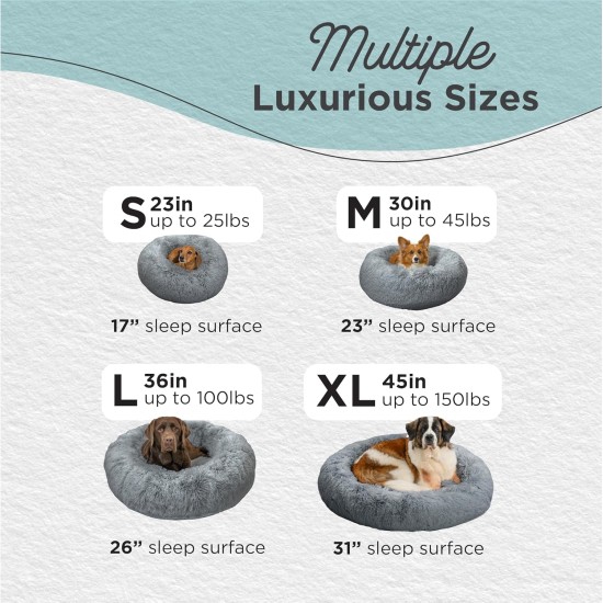 Best Friends by Sheri The Original Calming Donut Deluxe Fur Cat and Dog Bed, Navy, Large, 36" x 36" Best Friends by Sheri The Original Calming Donut Deluxe Fur Cat and Dog Bed, Navy, Large, 36" x 36"