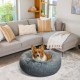 Best Friends by Sheri The Original Calming Donut Deluxe Fur Cat and Dog Bed, Navy, Large, 36" x 36"