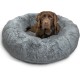 Best Friends by Sheri The Original Calming Donut Deluxe Fur Cat and Dog Bed, Navy, Large, 36" x 36"