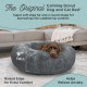 Best Friends by Sheri The Original Calming Donut Deluxe Fur Cat and Dog Bed, Navy, Large, 36" x 36"