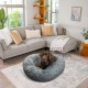 Best Friends by Sheri The Original Calming Donut Deluxe Fur Cat and Dog Bed, Navy, Large, 36" x 36"