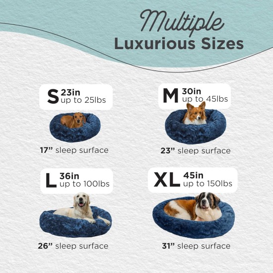 Best Friends by Sheri The Original Calming Donut Deluxe Fur Cat and Dog Bed, Navy, Large, 36" x 36" Best Friends by Sheri The Original Calming Donut Deluxe Fur Cat and Dog Bed, Navy, Large, 36" x 36"