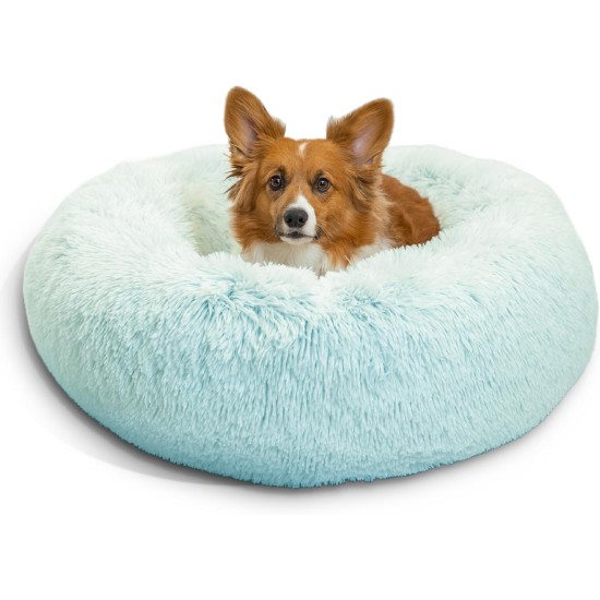 Best Friends by Sheri The Original Calming Donut Deluxe Fur Cat and Dog Bed, Navy, Large, 36" x 36" Best Friends by Sheri The Original Calming Donut Deluxe Fur Cat and Dog Bed, Navy, Large, 36" x 36"