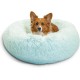 Best Friends by Sheri The Original Calming Donut Deluxe Fur Cat and Dog Bed, Navy, Large, 36" x 36"