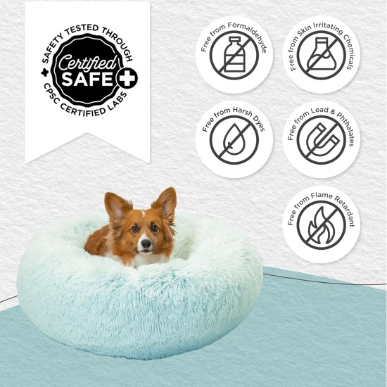 Best Friends by Sheri The Original Calming Donut Deluxe Fur Cat and Dog Bed, Navy, Large, 36" x 36" Best Friends by Sheri The Original Calming Donut Deluxe Fur Cat and Dog Bed, Navy, Large, 36" x 36"
