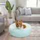 Best Friends by Sheri The Original Calming Donut Deluxe Fur Cat and Dog Bed, Navy, Large, 36" x 36"