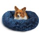 Best Friends by Sheri The Original Calming Donut Deluxe Fur Cat and Dog Bed, Navy, Large, 36" x 36"