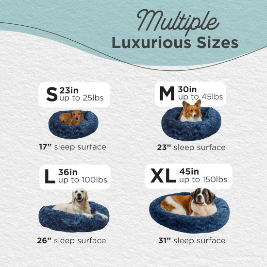 Best Friends by Sheri The Original Calming Donut Deluxe Fur Cat and Dog Bed, Navy, Large, 36" x 36" Best Friends by Sheri The Original Calming Donut Deluxe Fur Cat and Dog Bed, Navy, Large, 36" x 36"