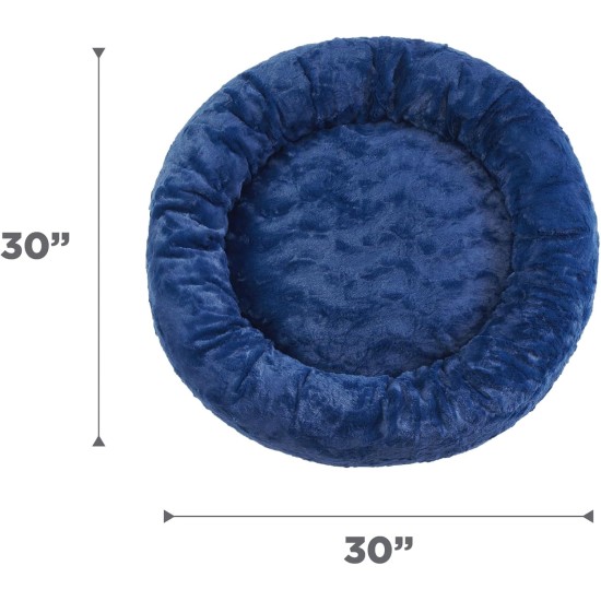 Best Friends by Sheri The Original Calming Donut Deluxe Fur Cat and Dog Bed, Navy, Large, 36" x 36" Best Friends by Sheri The Original Calming Donut Deluxe Fur Cat and Dog Bed, Navy, Large, 36" x 36"