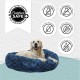 Best Friends by Sheri The Original Calming Donut Deluxe Fur Cat and Dog Bed, Navy, Large, 36" x 36"