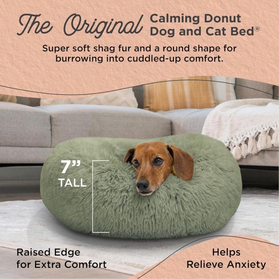 Best Friends by Sheri The Original Calming Donut Deluxe Fur Cat and Dog Bed, Navy, Large, 36" x 36" Best Friends by Sheri The Original Calming Donut Deluxe Fur Cat and Dog Bed, Navy, Large, 36" x 36"