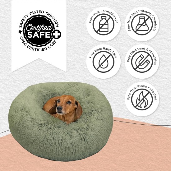 Best Friends by Sheri The Original Calming Donut Deluxe Fur Cat and Dog Bed, Navy, Large, 36" x 36" Best Friends by Sheri The Original Calming Donut Deluxe Fur Cat and Dog Bed, Navy, Large, 36" x 36"