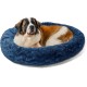 Best Friends by Sheri The Original Calming Donut Deluxe Fur Cat and Dog Bed, Navy, Large, 36" x 36"