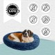Best Friends by Sheri The Original Calming Donut Deluxe Fur Cat and Dog Bed, Navy, Large, 36" x 36"