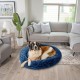 Best Friends by Sheri The Original Calming Donut Deluxe Fur Cat and Dog Bed, Navy, Large, 36" x 36"