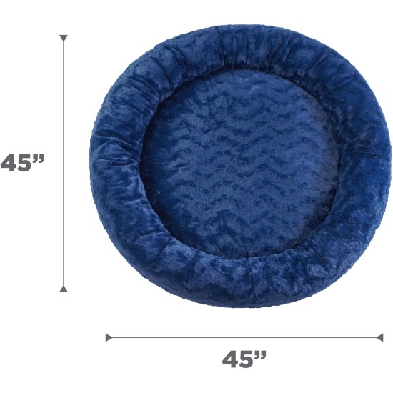 Best Friends by Sheri The Original Calming Donut Deluxe Fur Cat and Dog Bed, Navy, Large, 36" x 36" Best Friends by Sheri The Original Calming Donut Deluxe Fur Cat and Dog Bed, Navy, Large, 36" x 36"