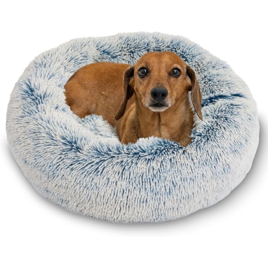 Best Friends by Sheri The Original Calming Donut Deluxe Fur Cat and Dog Bed, Navy, Large, 36" x 36" Best Friends by Sheri The Original Calming Donut Deluxe Fur Cat and Dog Bed, Navy, Large, 36" x 36"