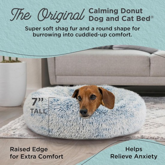 Best Friends by Sheri The Original Calming Donut Deluxe Fur Cat and Dog Bed, Navy, Large, 36" x 36" Best Friends by Sheri The Original Calming Donut Deluxe Fur Cat and Dog Bed, Navy, Large, 36" x 36"