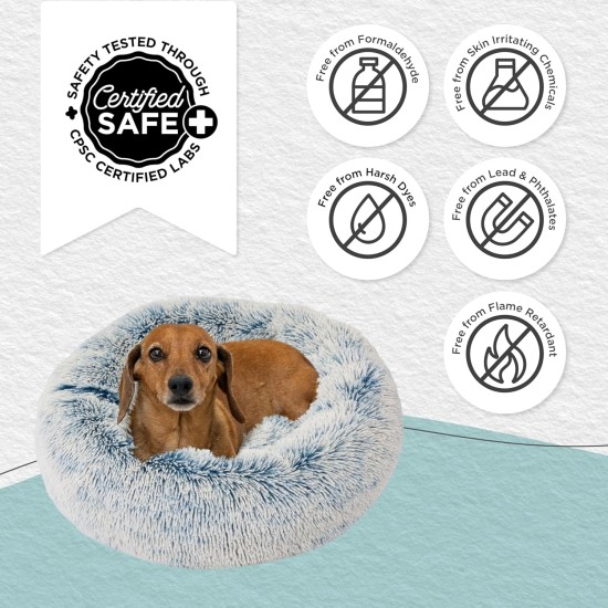 Best Friends by Sheri The Original Calming Donut Deluxe Fur Cat and Dog Bed, Navy, Large, 36" x 36" Best Friends by Sheri The Original Calming Donut Deluxe Fur Cat and Dog Bed, Navy, Large, 36" x 36"
