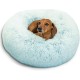 Best Friends by Sheri The Original Calming Donut Deluxe Fur Cat and Dog Bed, Navy, Large, 36" x 36"