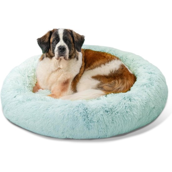 Best Friends by Sheri The Original Calming Donut Deluxe Fur Cat and Dog Bed, Navy, Large, 36" x 36" Best Friends by Sheri The Original Calming Donut Deluxe Fur Cat and Dog Bed, Navy, Large, 36" x 36"