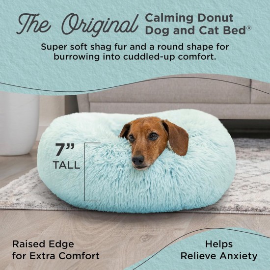 Best Friends by Sheri The Original Calming Donut Deluxe Fur Cat and Dog Bed, Navy, Large, 36" x 36" Best Friends by Sheri The Original Calming Donut Deluxe Fur Cat and Dog Bed, Navy, Large, 36" x 36"