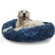 Best Friends by Sheri The Original Calming Donut Deluxe Fur Cat and Dog Bed, Navy, Large, 36" x 36"