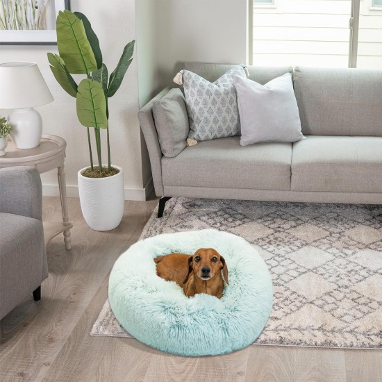 Best Friends by Sheri The Original Calming Donut Deluxe Fur Cat and Dog Bed, Navy, Large, 36" x 36" Best Friends by Sheri The Original Calming Donut Deluxe Fur Cat and Dog Bed, Navy, Large, 36" x 36"