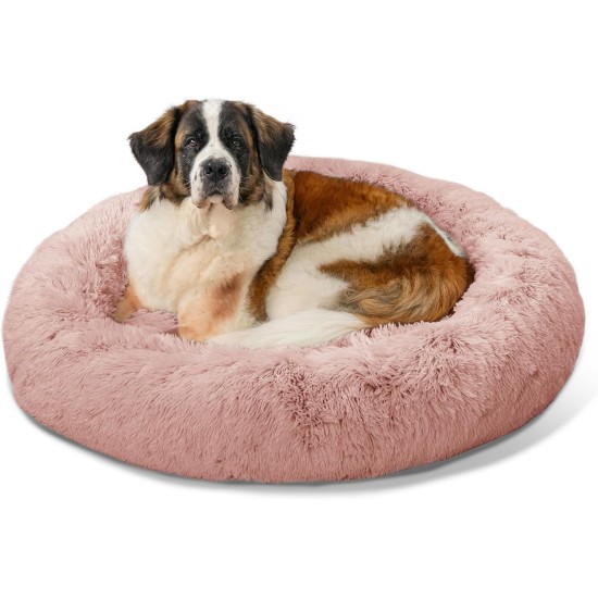 Best Friends by Sheri The Original Calming Donut Deluxe Fur Cat and Dog Bed, Navy, Large, 36" x 36" Best Friends by Sheri The Original Calming Donut Deluxe Fur Cat and Dog Bed, Navy, Large, 36" x 36"