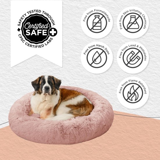 Best Friends by Sheri The Original Calming Donut Deluxe Fur Cat and Dog Bed, Navy, Large, 36" x 36" Best Friends by Sheri The Original Calming Donut Deluxe Fur Cat and Dog Bed, Navy, Large, 36" x 36"