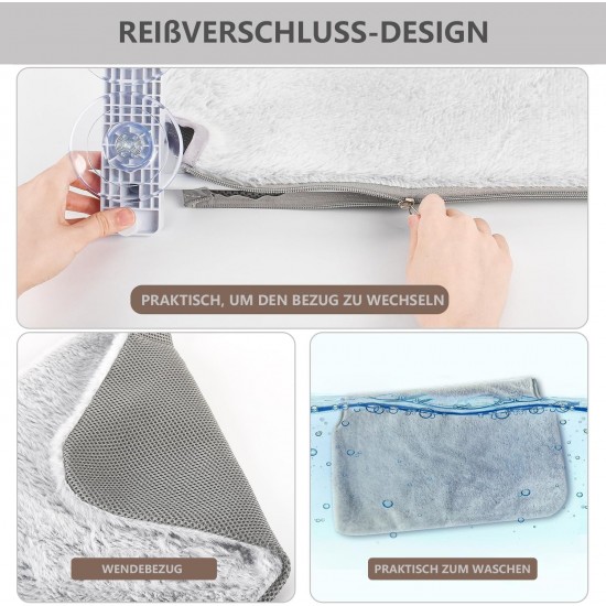 Bibykivn Cat Bed Window Folding Hammock, Cat Hammock, Cat Hammock Window, Kitten Hammock for Large Cats with Stable Suction Cups Hold (Grey Plush + Mesh, 52 x 30 cm) Bibykivn Cat Bed Window Folding Hammock, Cat Hammock, Cat Hammock Window, Kitten Hammock for Large Cats with Stable Suction Cups Hold (Grey Plush + Mesh, 52 x 30 cm)