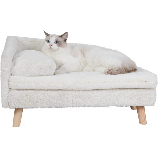 BingoPaw Luxury Cat Sofa, Pet Sofa with Backrest, Plush Cushion, Wooden Legs, Dog Sofa for Small Dogs, Relaxing Chair, Cat Chair for Large Cats, 70 x 40 x 39 cm, Beige BingoPaw Luxury Cat Sofa, Pet Sofa with Backrest, Plush Cushion, Wooden Legs, Dog Sofa for Small Dogs, Relaxing Chair, Cat Chair for Large Cats, 70 x 40 x 39 cm, Beige