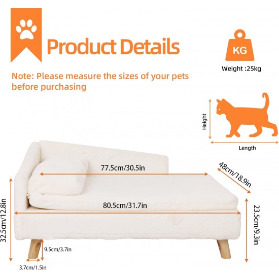 BingoPaw Luxury Cat Sofa, Pet Sofa with Backrest, Plush Cushion, Wooden Legs, Dog Sofa for Small Dogs, Relaxing Chair, Cat Chair for Large Cats, 70 x 40 x 39 cm, Beige BingoPaw Luxury Cat Sofa, Pet Sofa with Backrest, Plush Cushion, Wooden Legs, Dog Sofa for Small Dogs, Relaxing Chair, Cat Chair for Large Cats, 70 x 40 x 39 cm, Beige